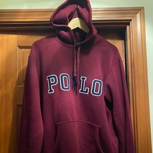 Maroon Polo Ralph Lauren Men’s logo hoodie SIZE: L